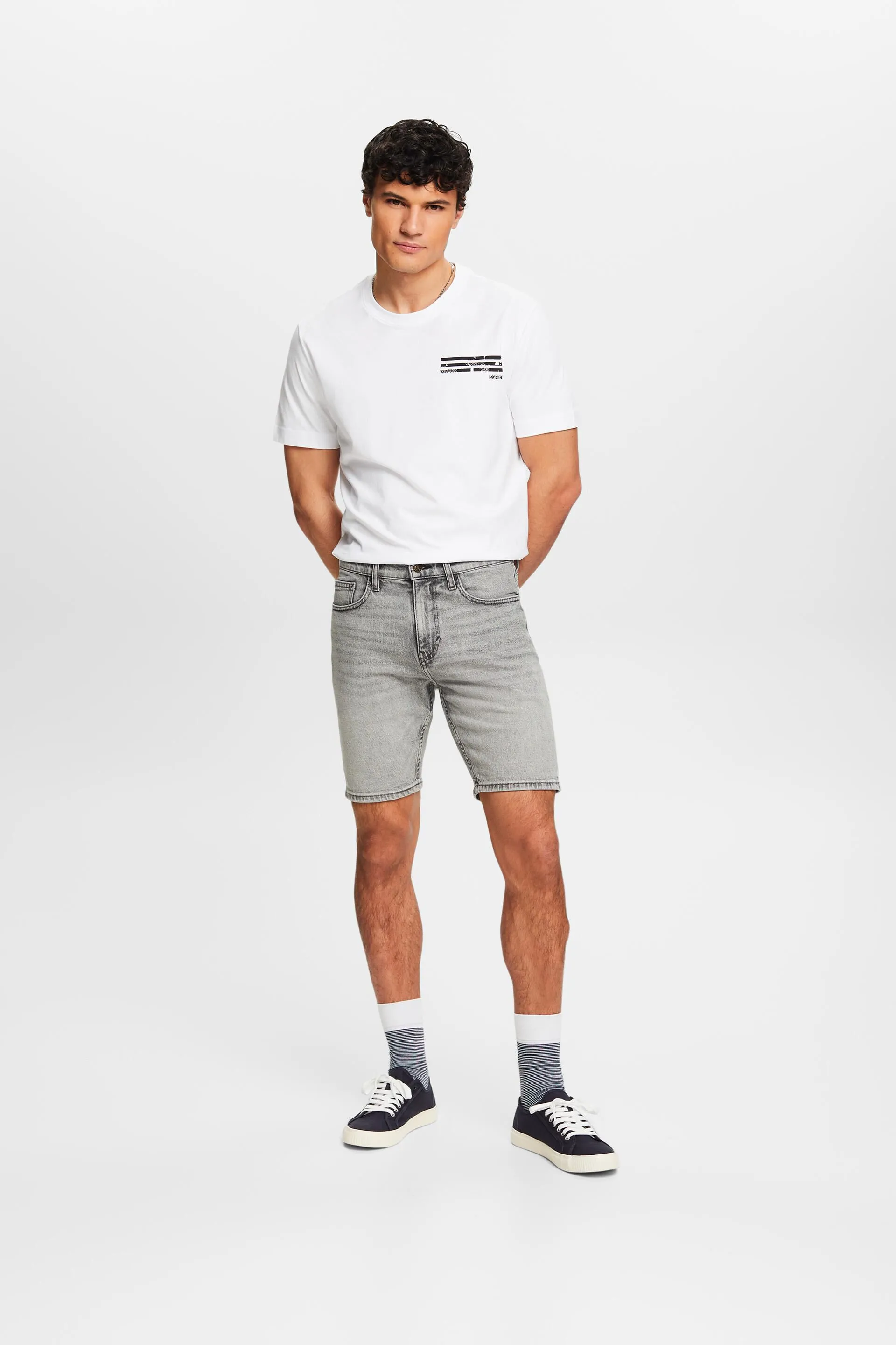 Shorts in denim slim fit a vita media