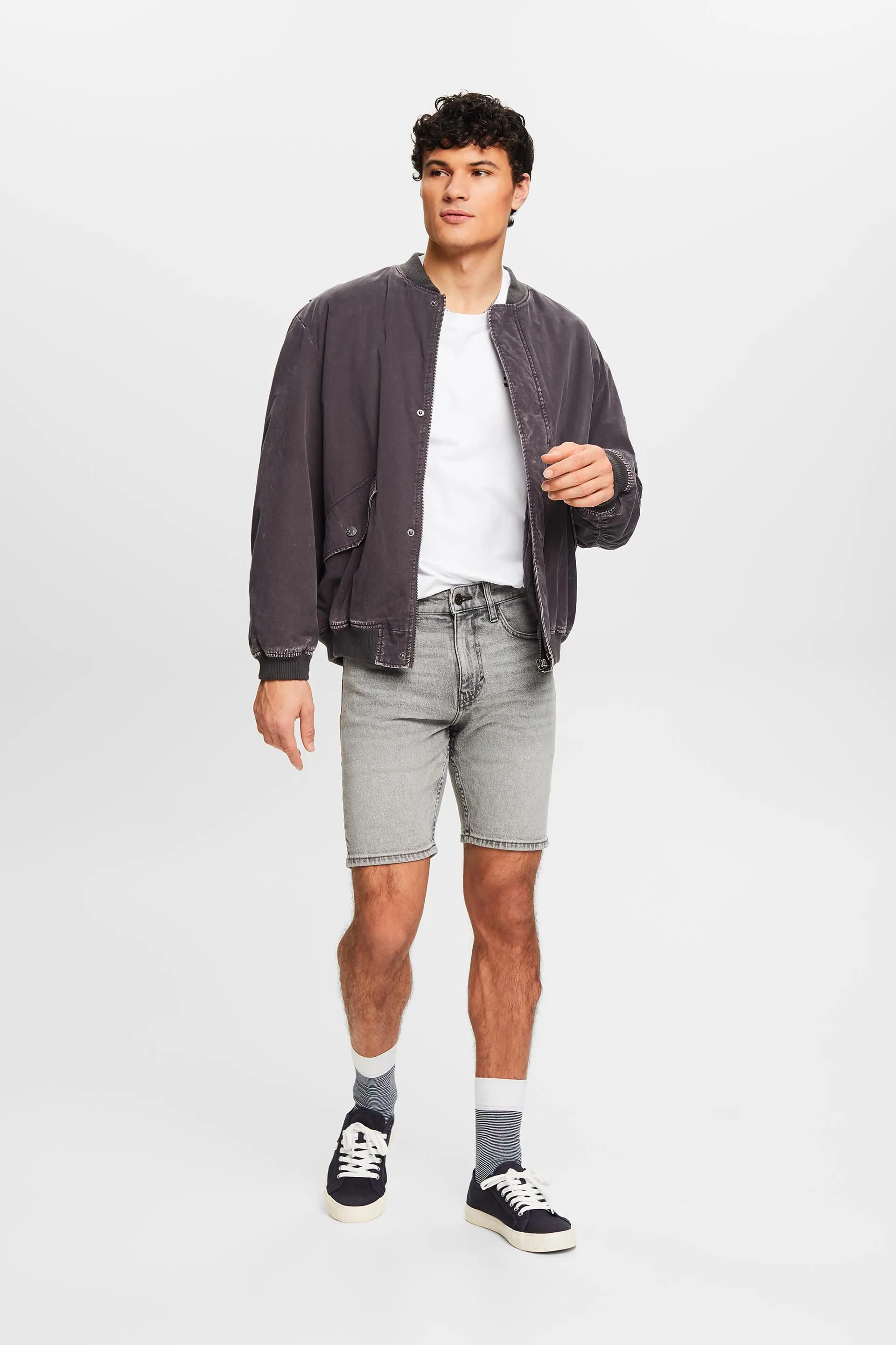 Shorts in denim slim fit a vita media