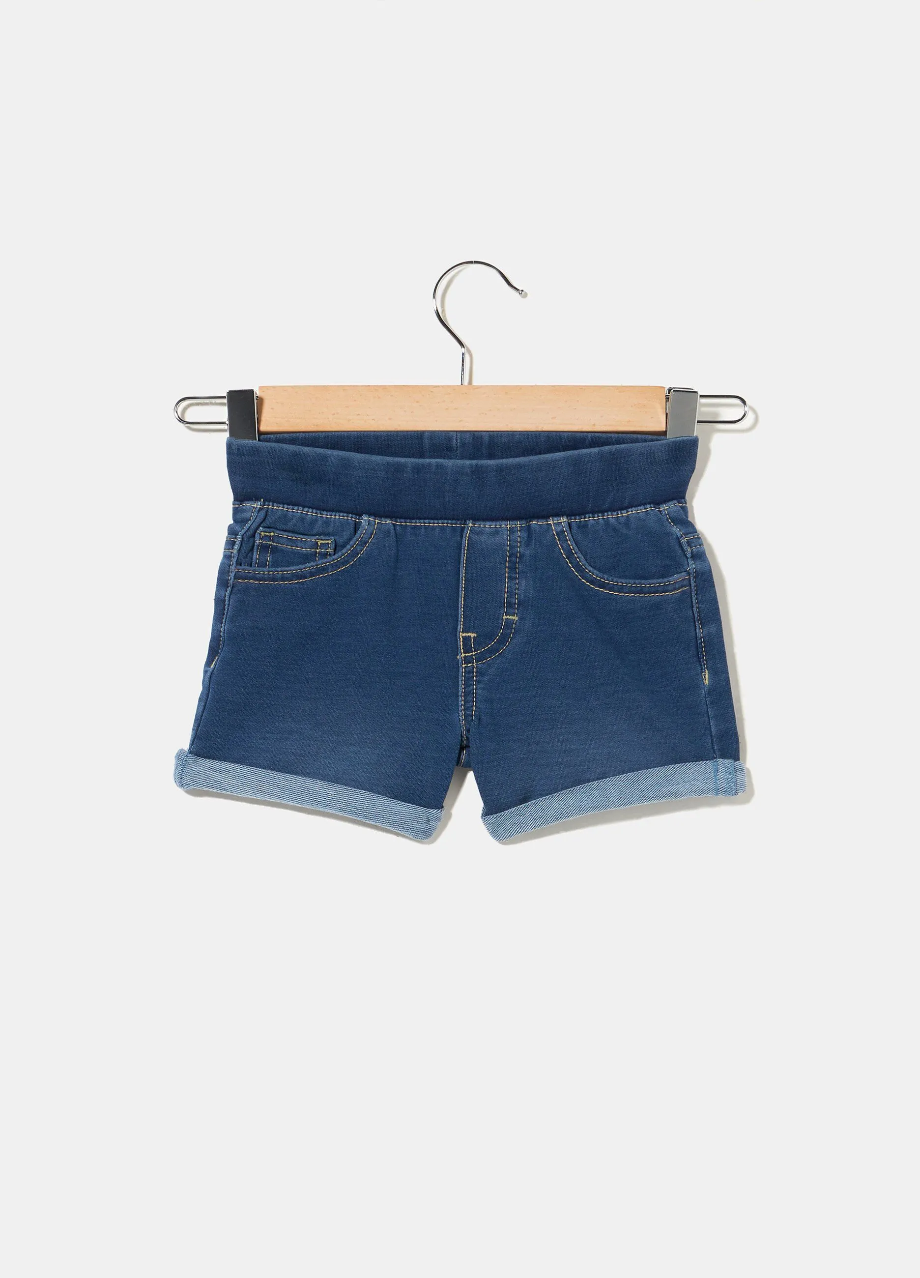 Shorts in felpa effetto denim bambina