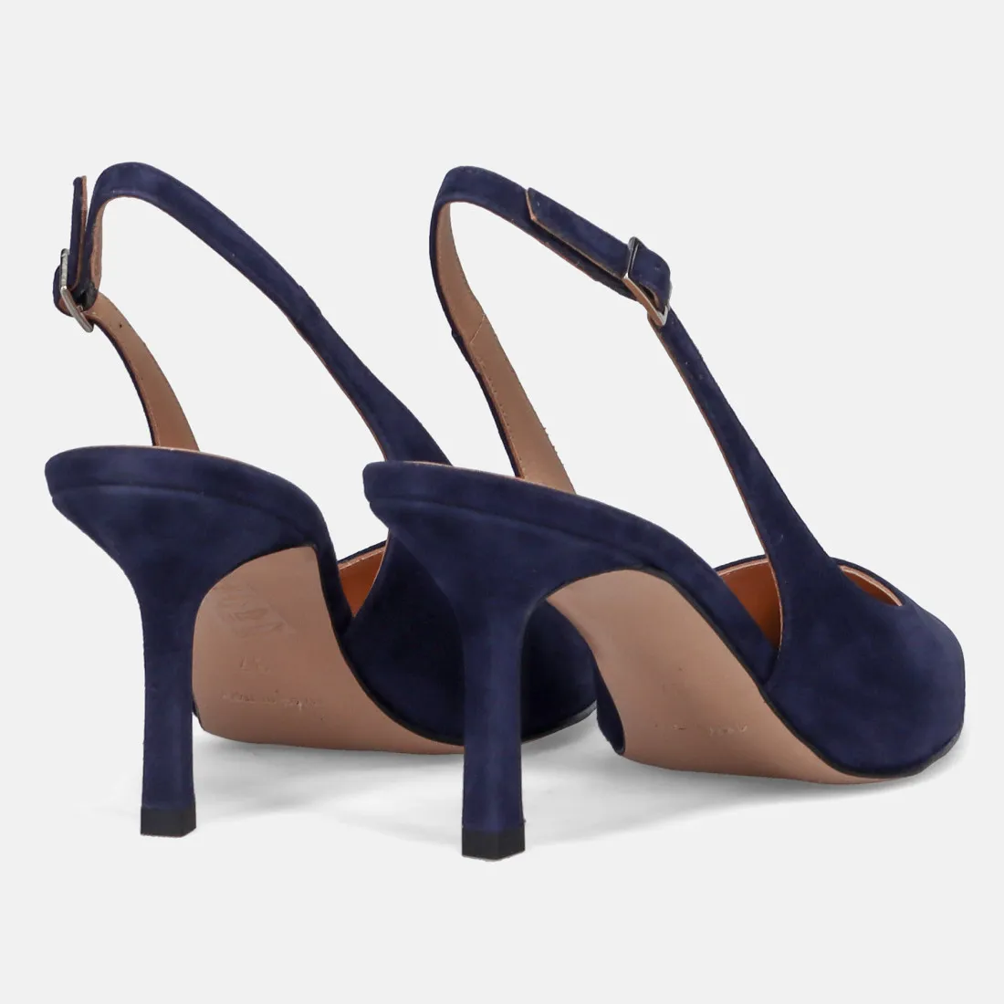 Slingback Sangiorgio in camoscio blu con tacco medio