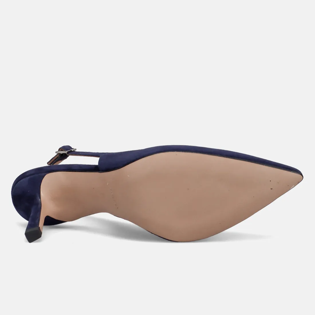Slingback Sangiorgio in camoscio blu con tacco medio