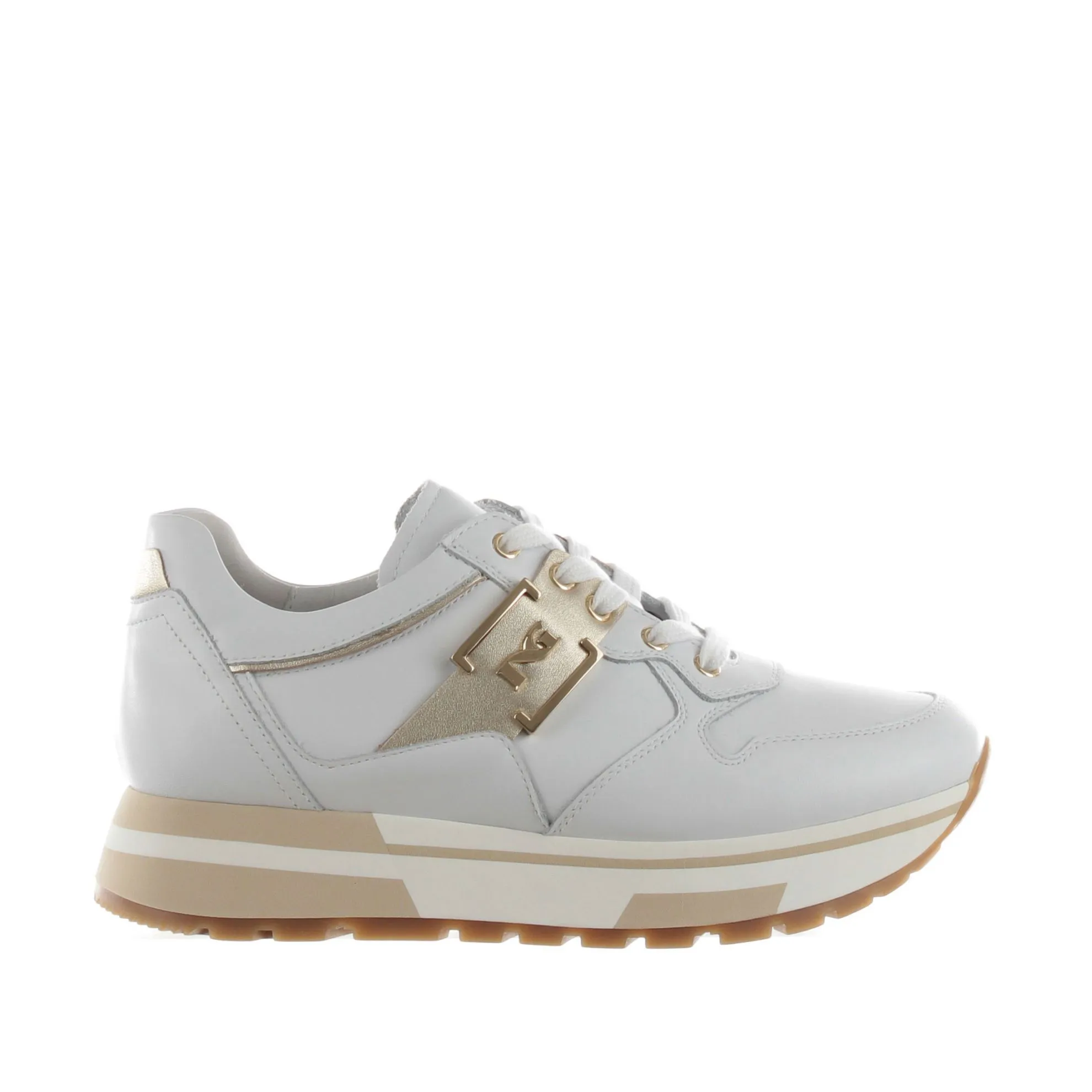 Sneaker in pelle con dettaglio in pelle metal