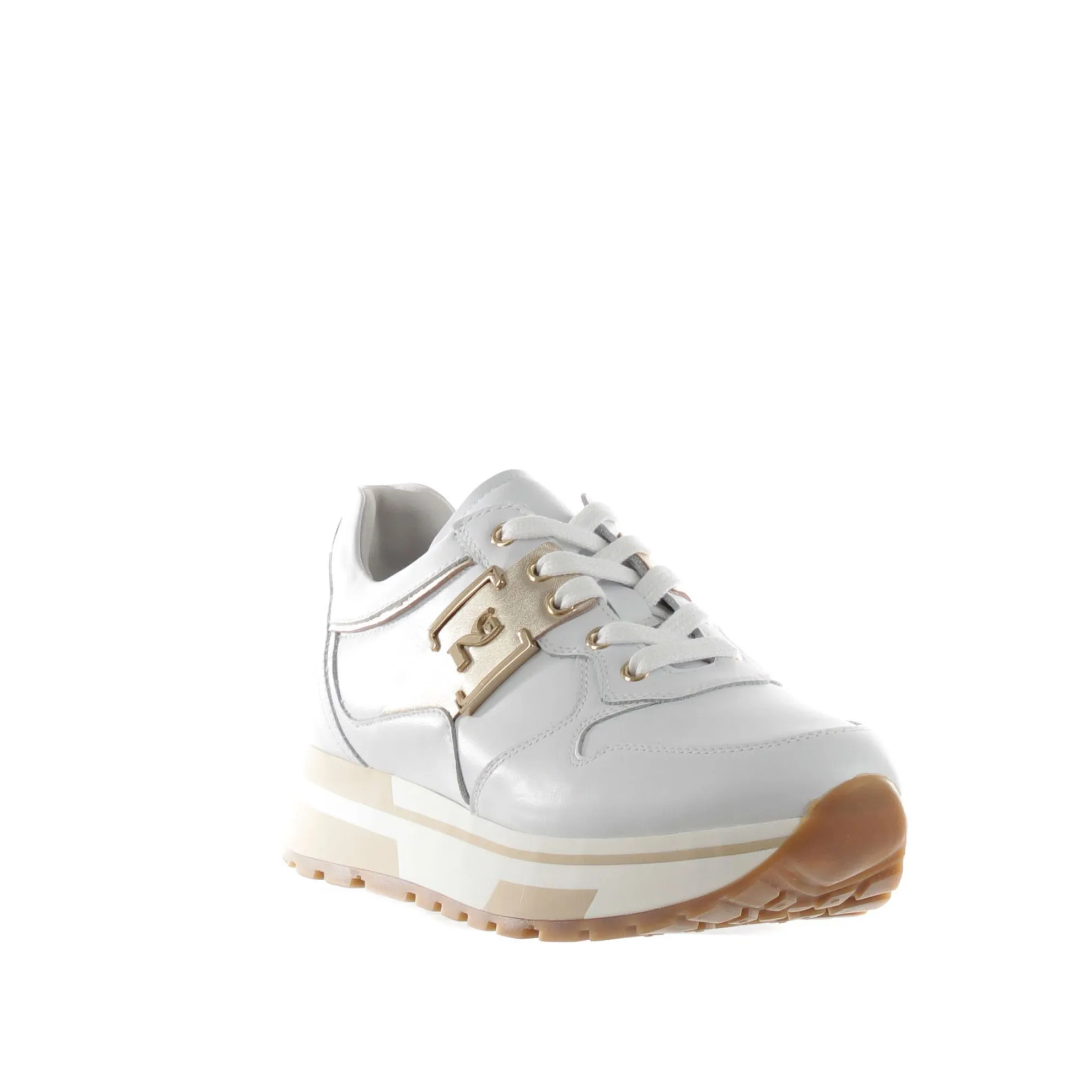 Sneaker in pelle con dettaglio in pelle metal