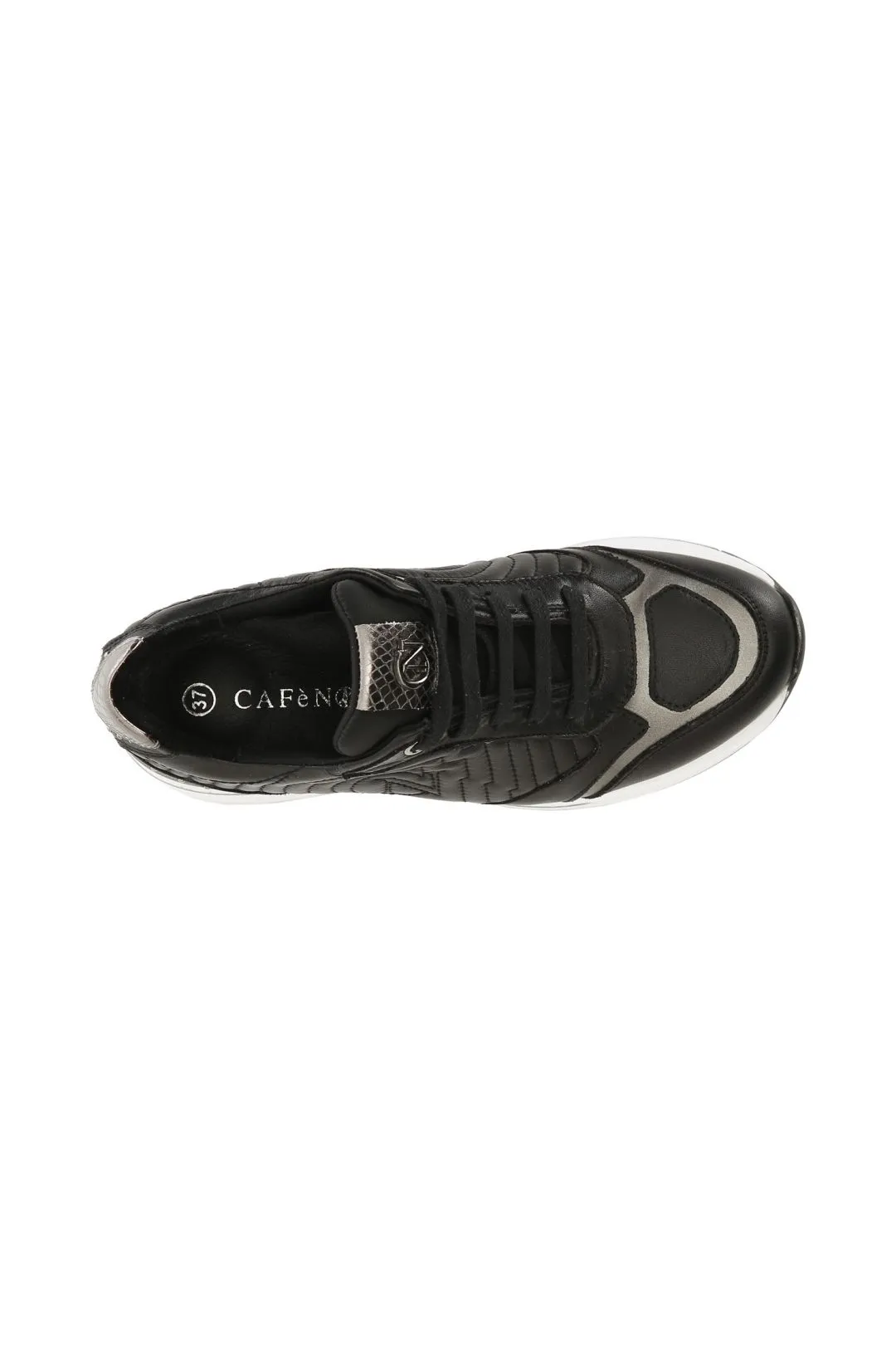 sneakers in pelle con ricamo imbottito nero
