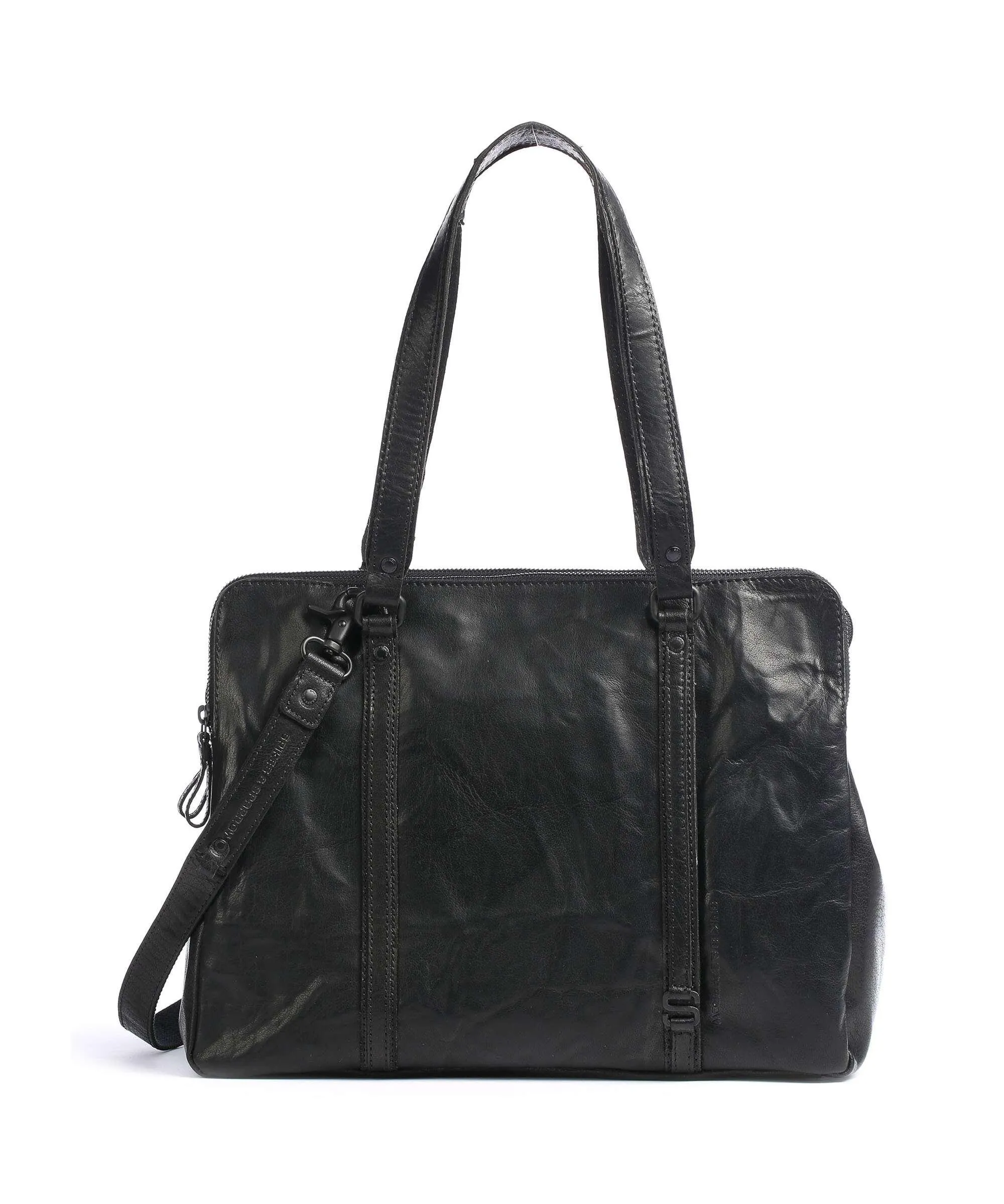  Spikes & Sparrow Bronco Borsa shopper 15″ pelle di bufalo nero  