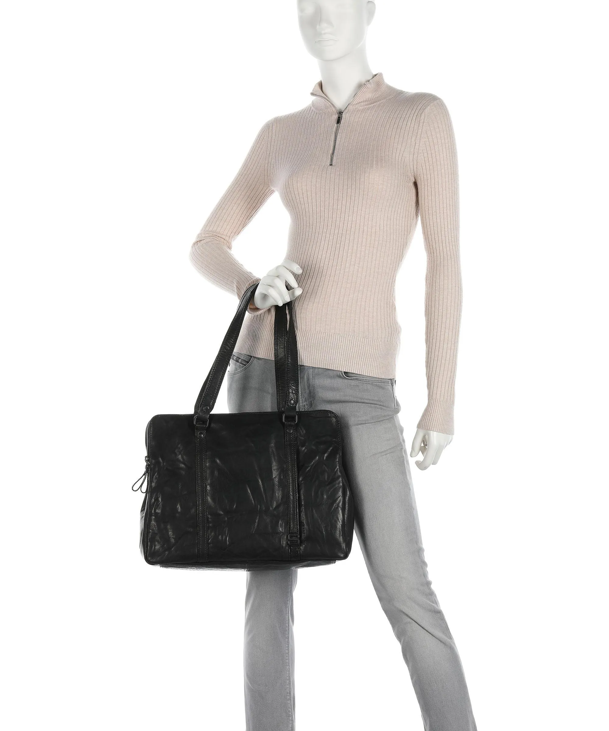  Spikes & Sparrow Bronco Borsa shopper 15″ pelle di bufalo nero  
