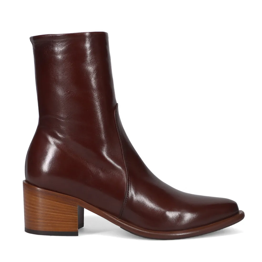 Stivaletto Lorenzo Masiero in nappa marrone con tacco medio