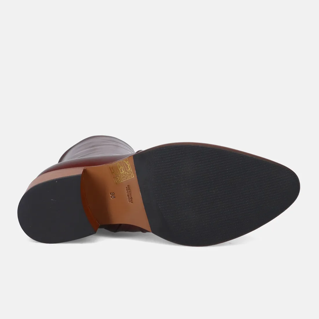 Stivaletto Lorenzo Masiero in nappa marrone con tacco medio