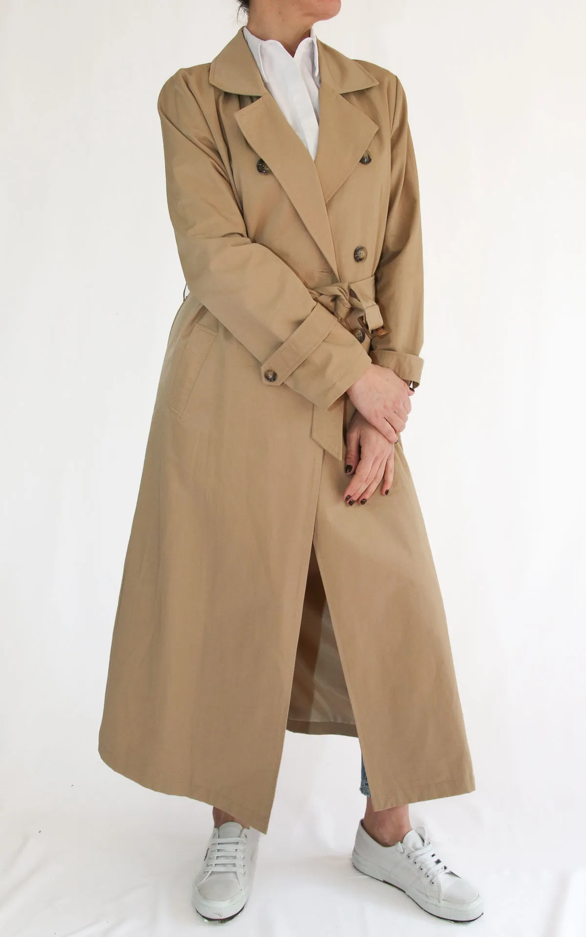 Susymix- Trench lungo doppiopetto – fango