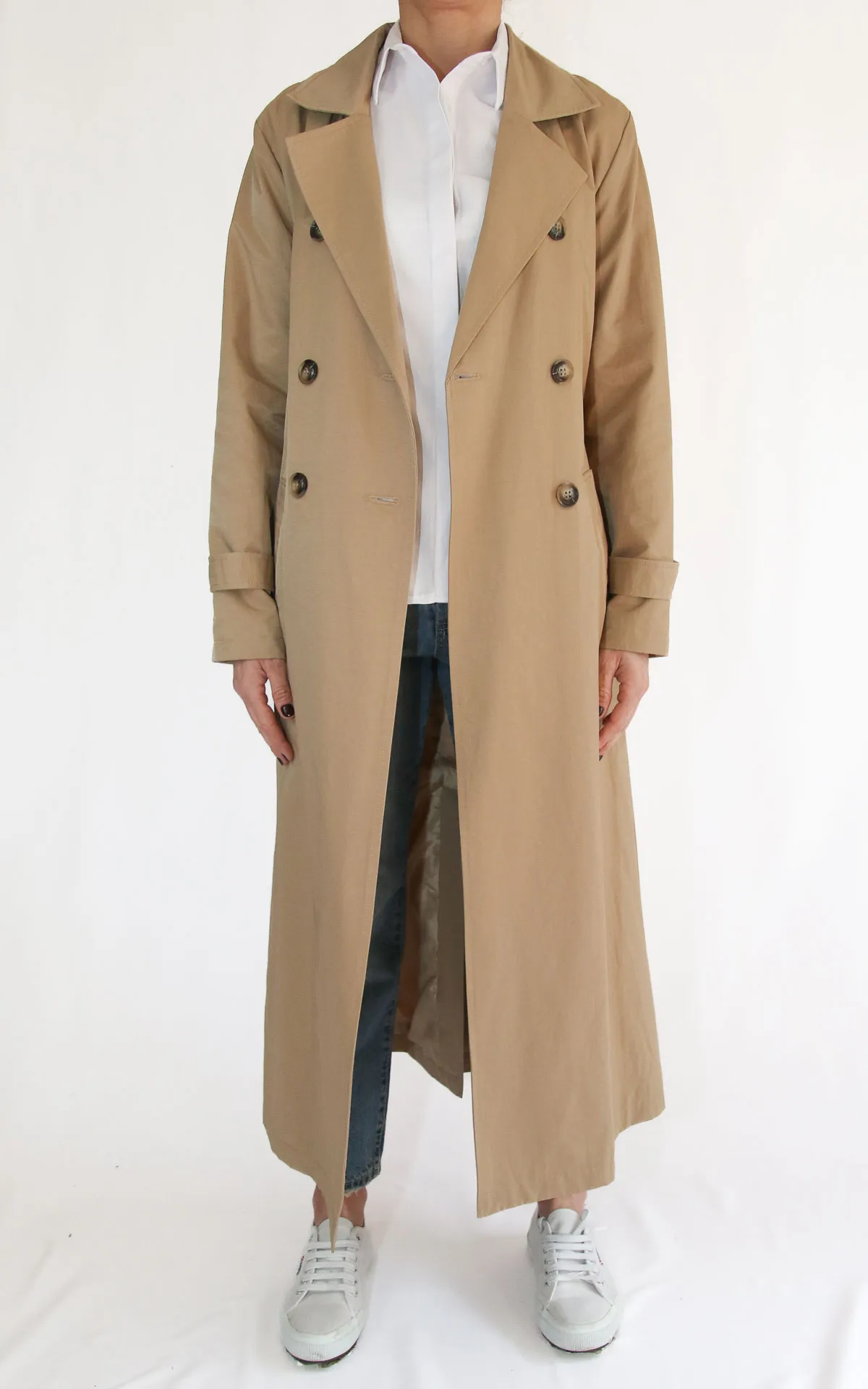 Susymix- Trench lungo doppiopetto – fango
