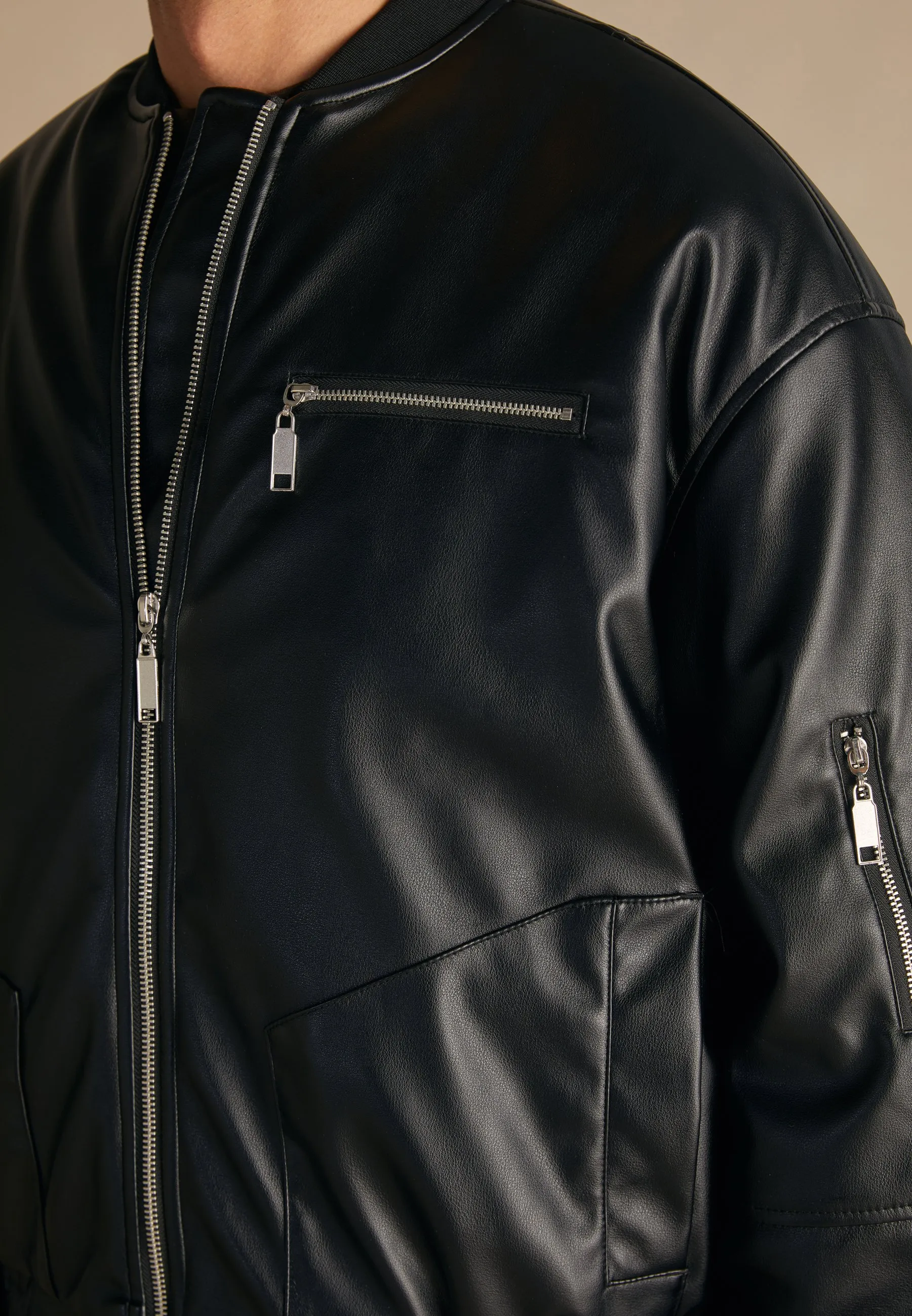 SYNTHETIC LEATHER BOMBER JACKET - Giubbotto Bomber