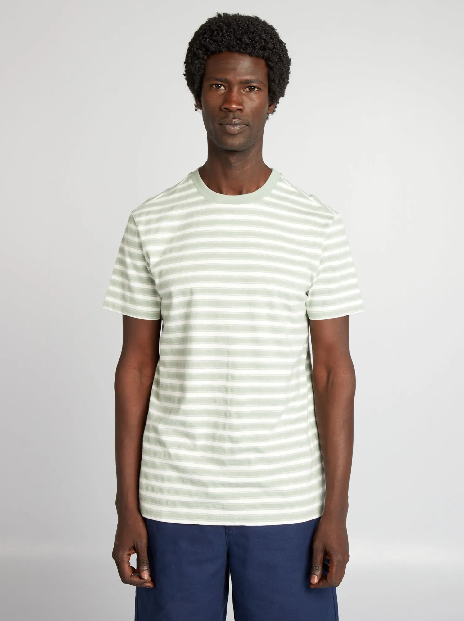 T-shirt a righe a maniche corte - VERDE