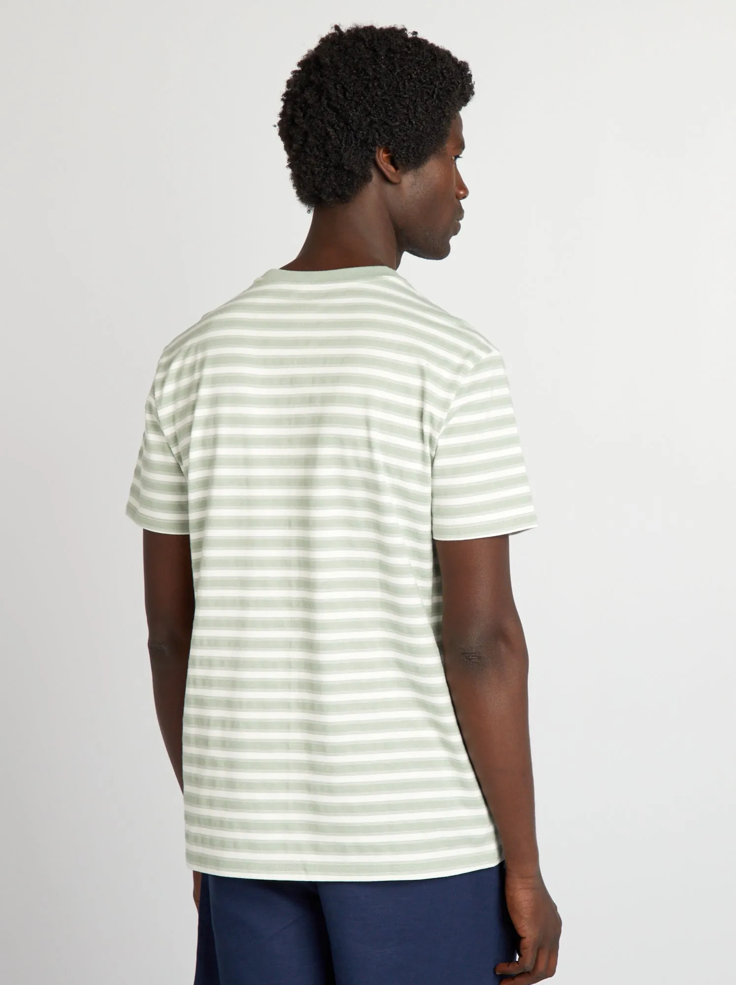 T-shirt a righe a maniche corte - VERDE