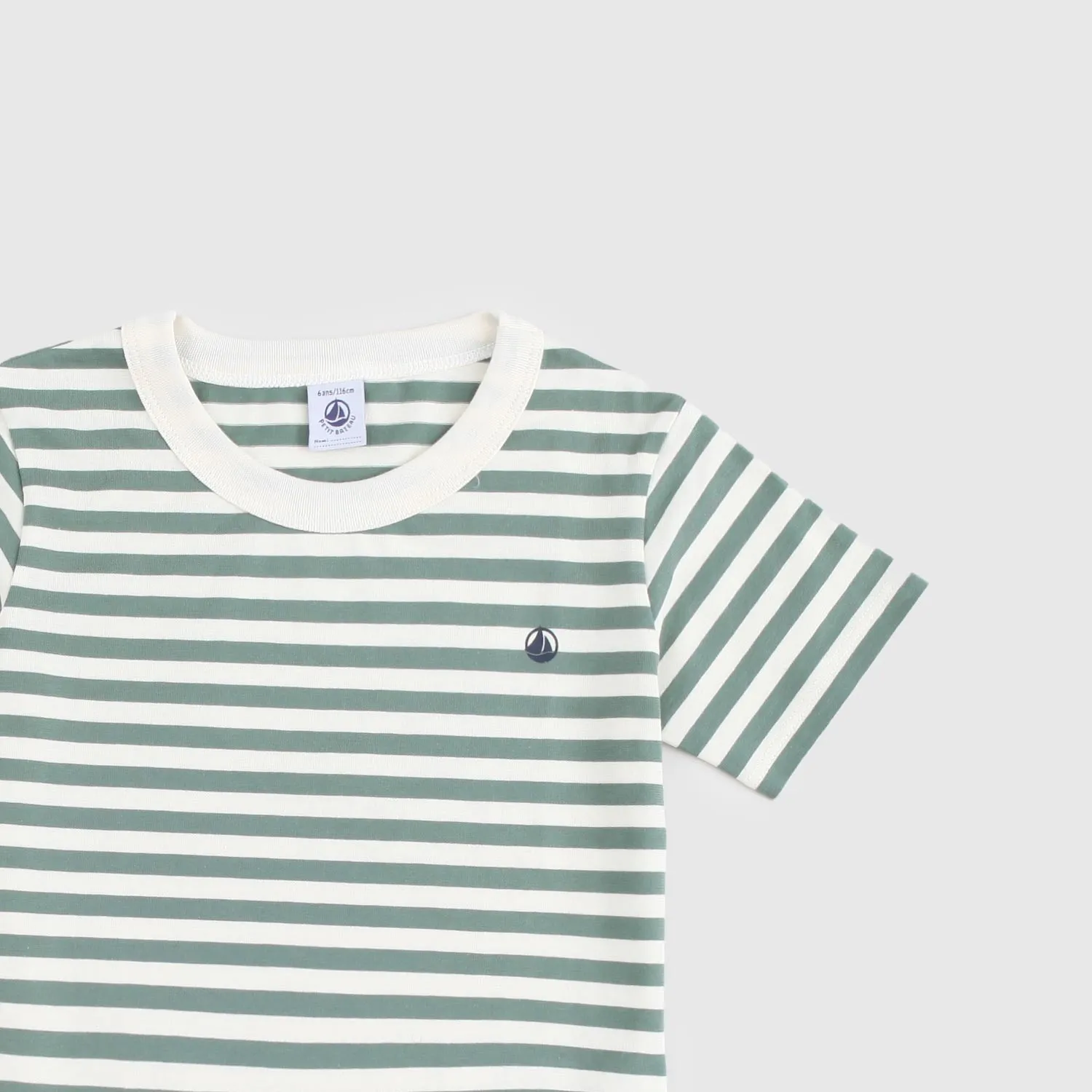 T-Shirt A Righe Bianche E Verdi Bambino