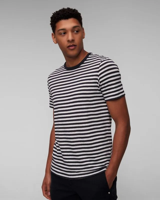 T-shirt a righe con lino da uomo Hugo Boss Tiburt