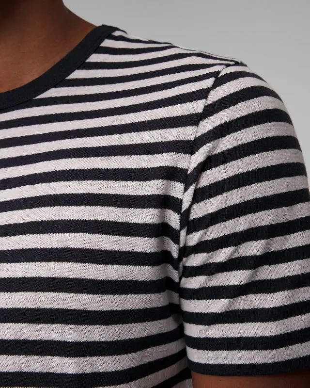 T-shirt a righe con lino da uomo Hugo Boss Tiburt