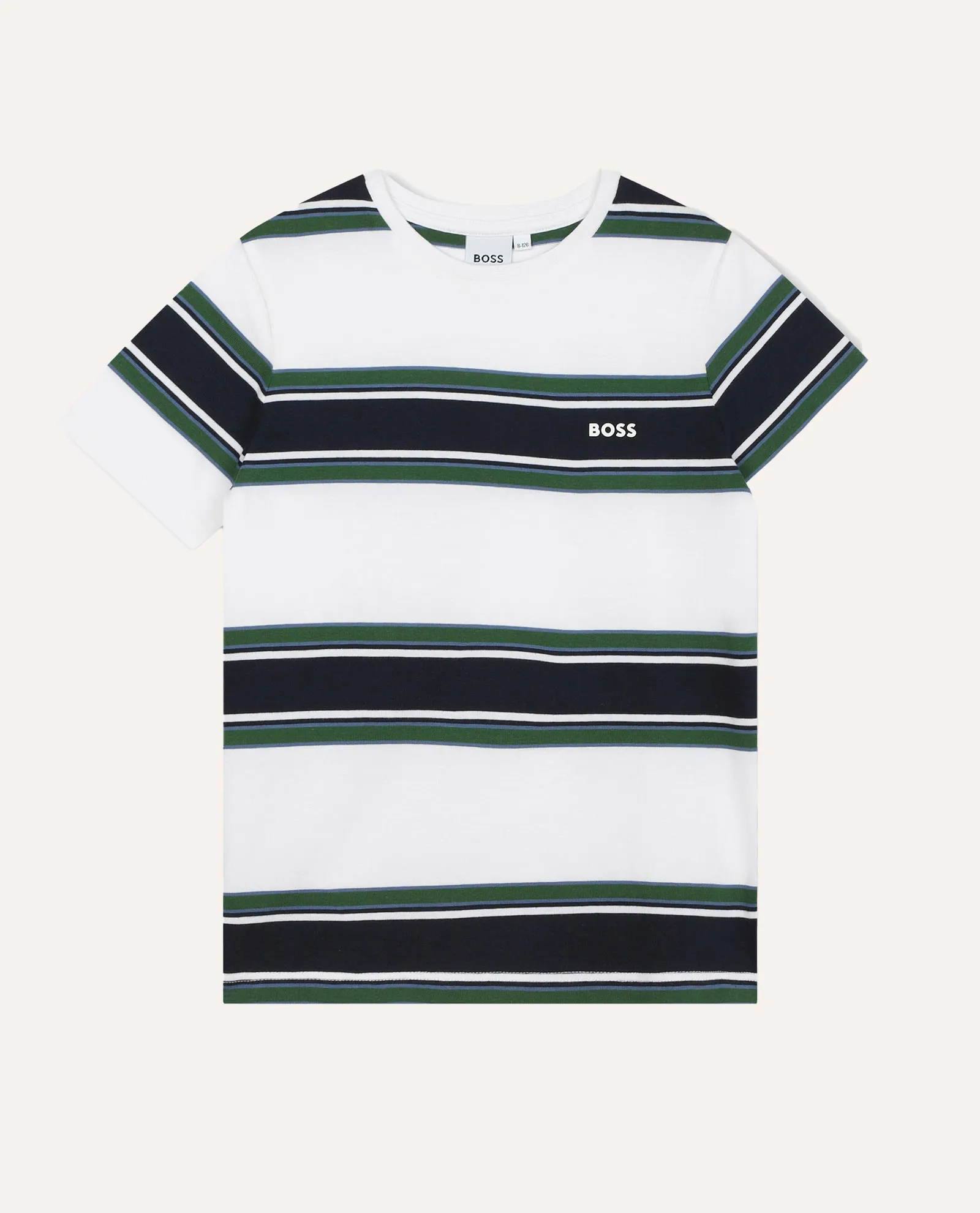 T-shirt Boss per bambini con righe e logo