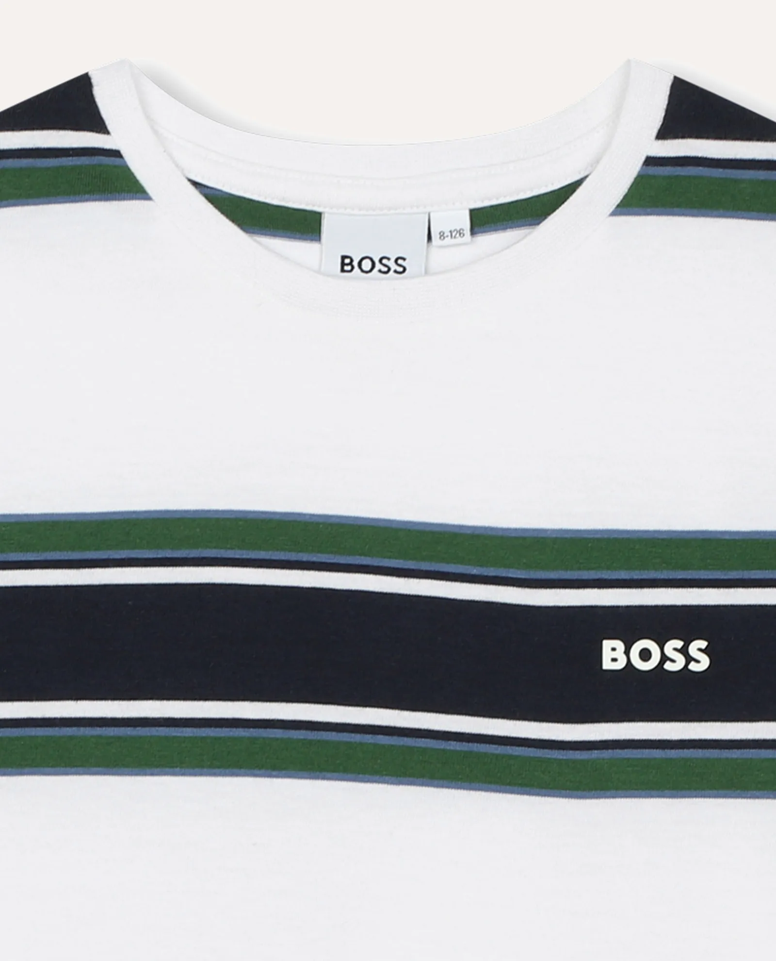 T-shirt Boss per bambini con righe e logo