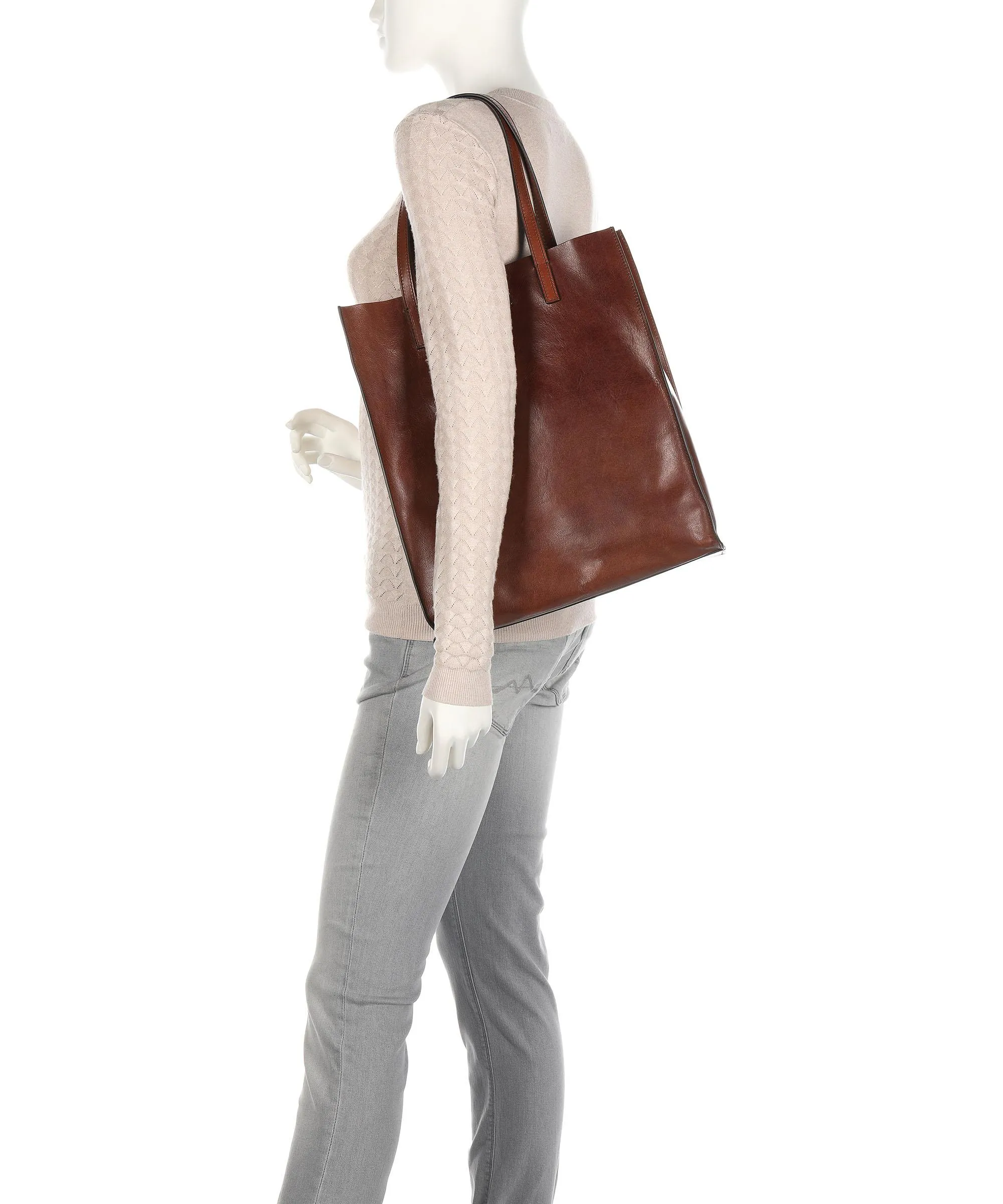  The Bridge Mirra Borsa shopper pelle bovina marrone  