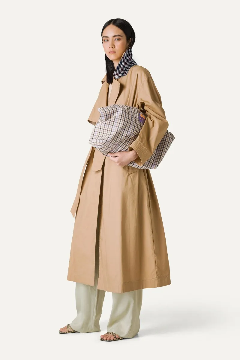 TRENCH LUNGO IN GABARDINA DI COTONE LEGGERO 9203 - NATURALE