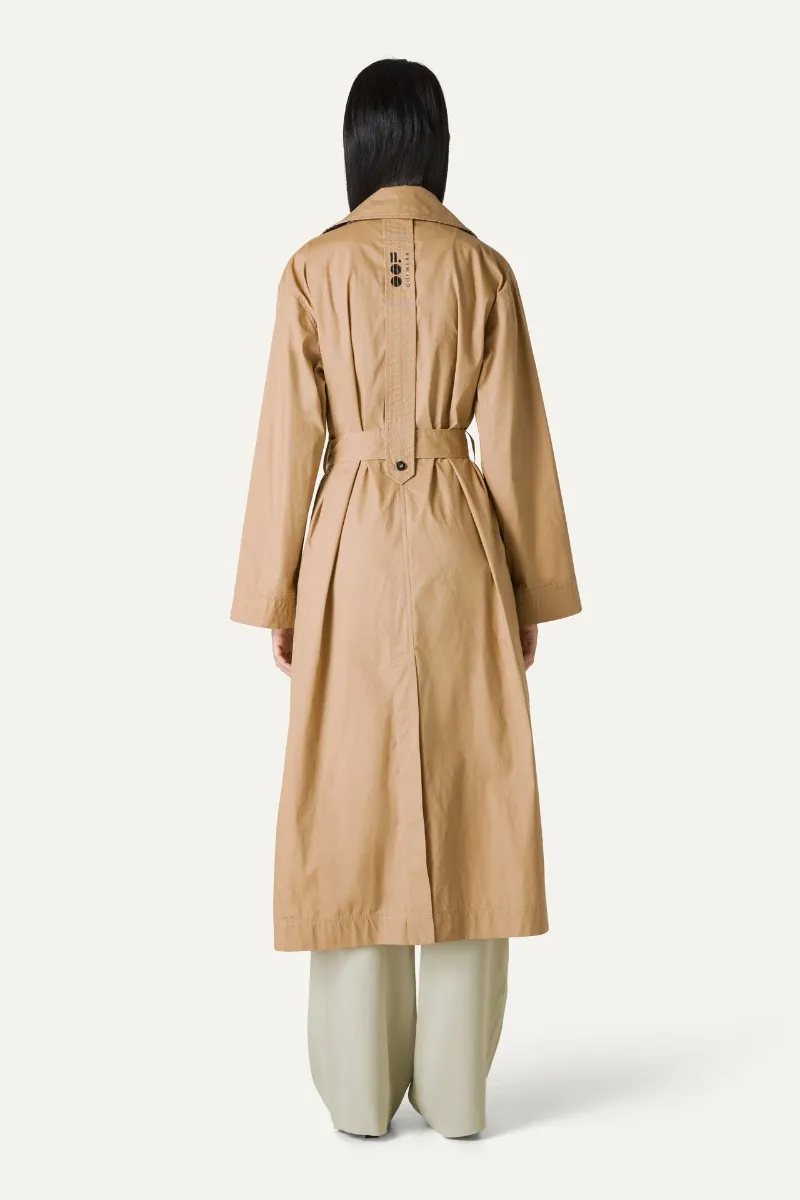 TRENCH LUNGO IN GABARDINA DI COTONE LEGGERO 9203 - NATURALE