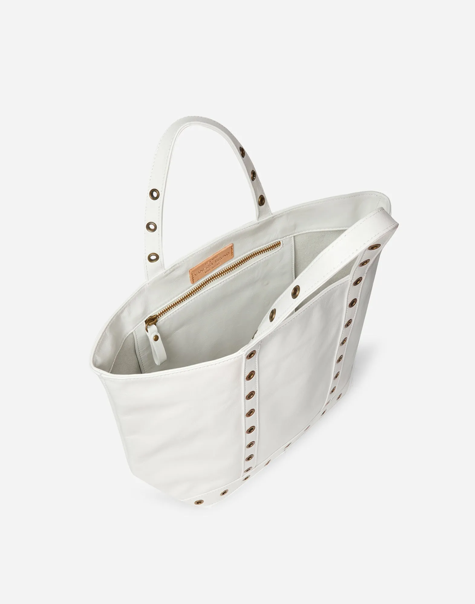 VANESSA BRUNO Borsa Cabas M in Pelle Increspata Bianca