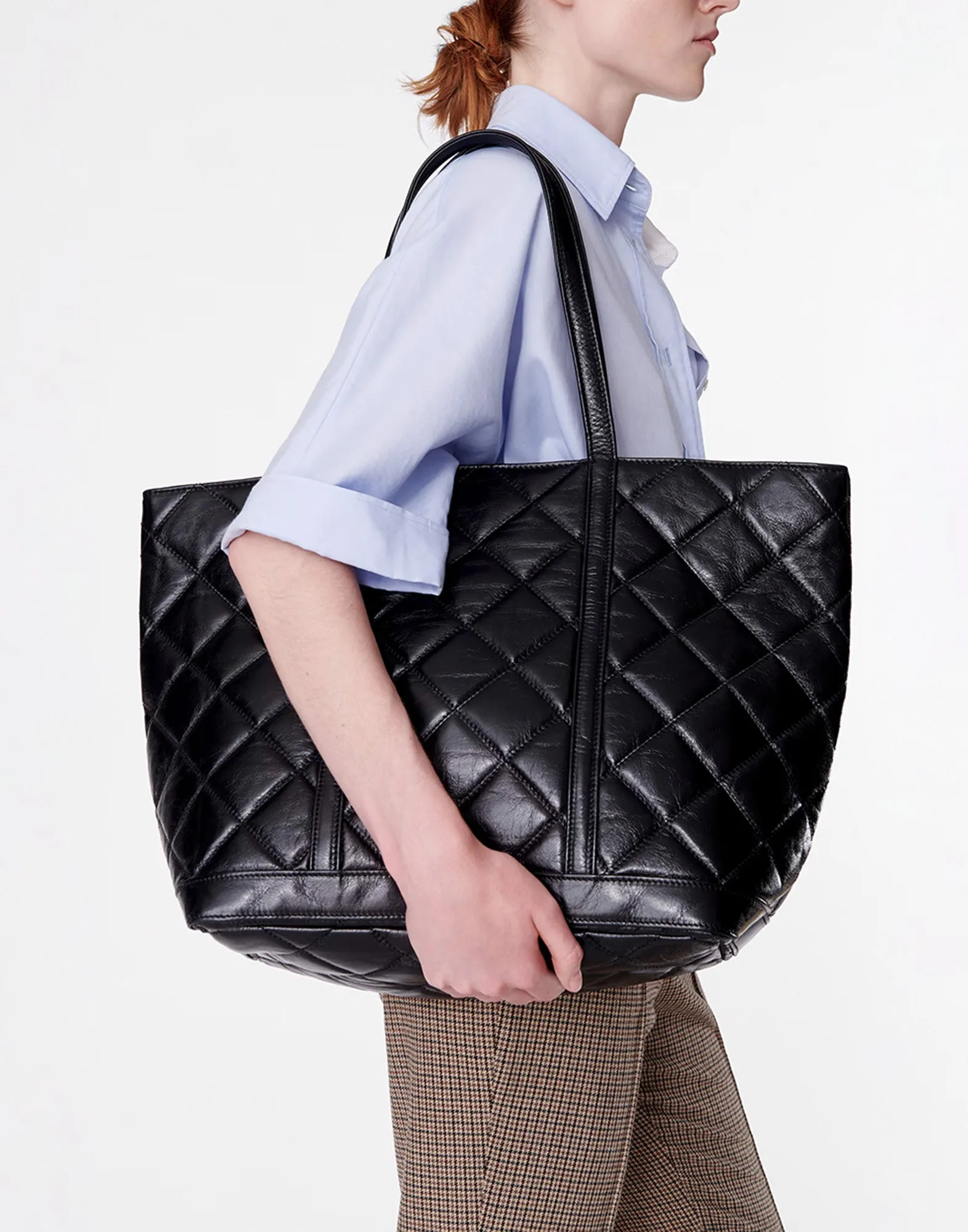 VANESSA BRUNO Borsa Cabas XL in Pelle Trapuntata Nera