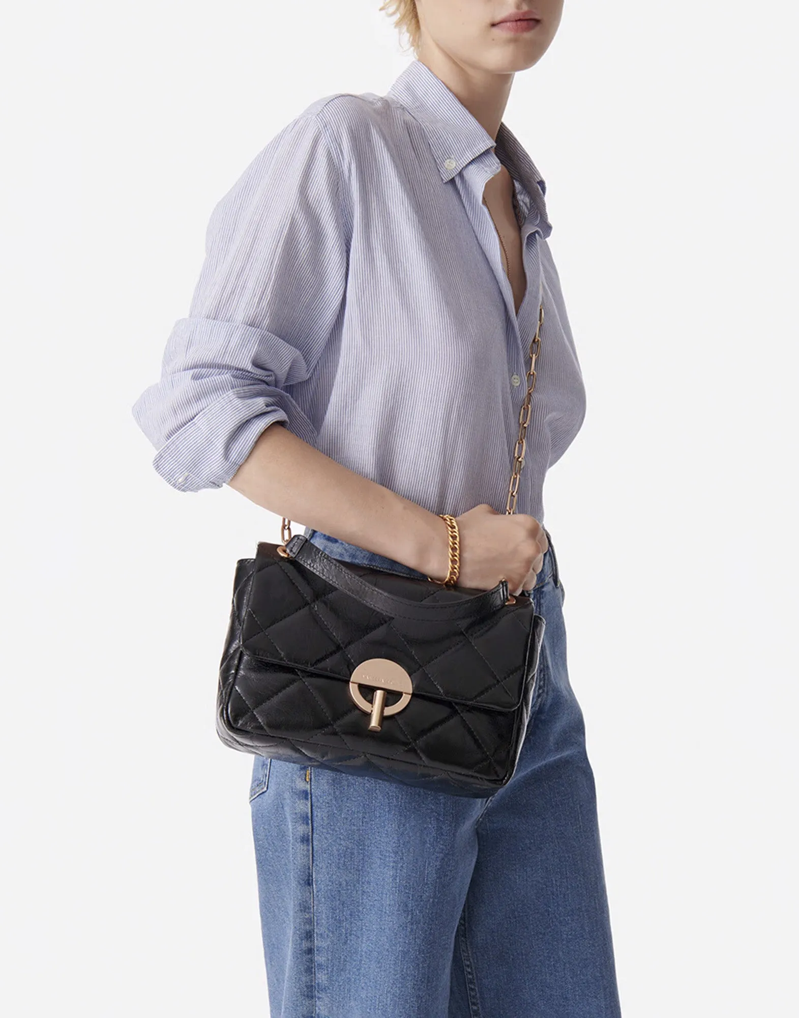 VANESSA BRUNO Borsa Moon Grande in Pelle Nera
