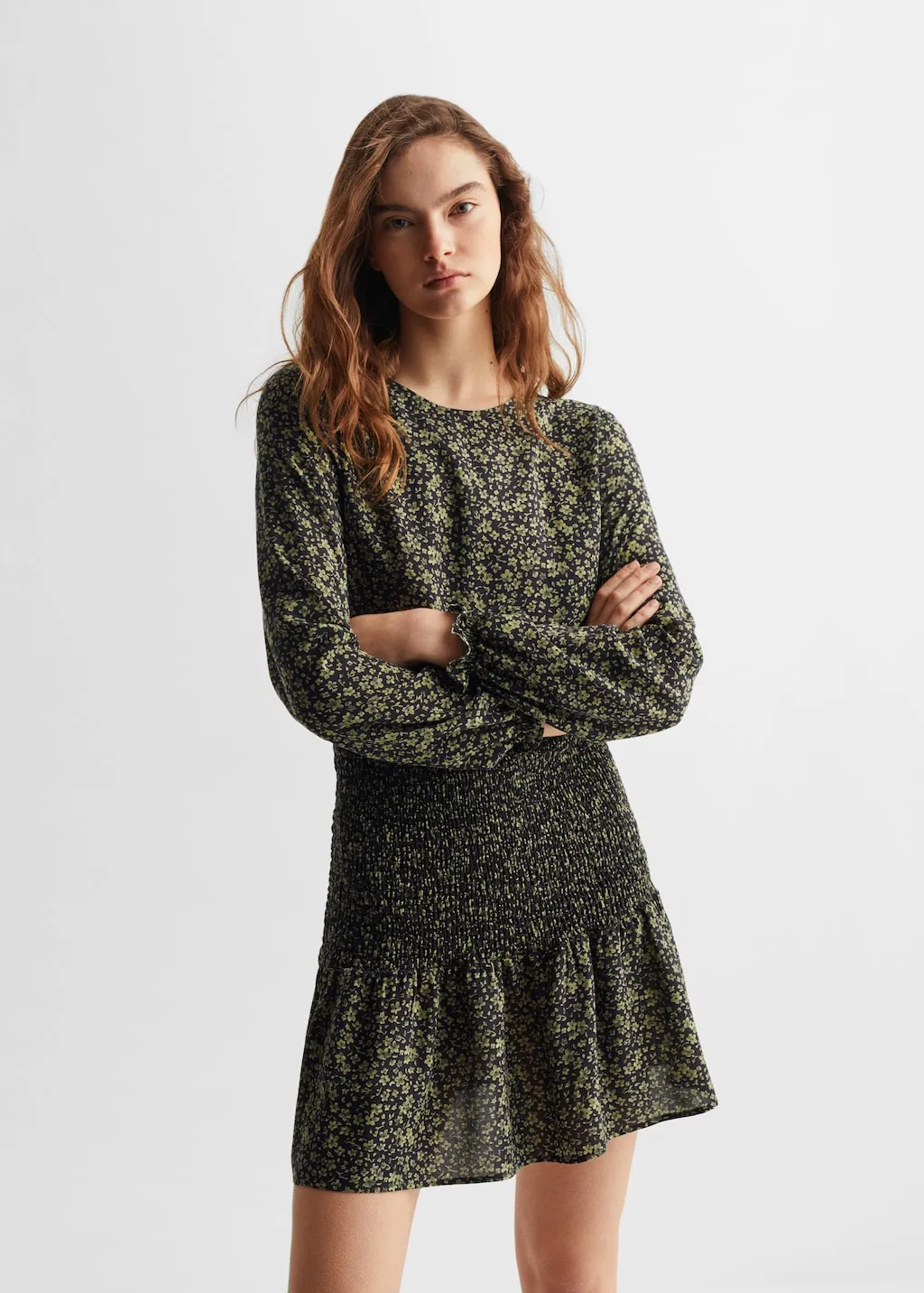Vestito floreale increspato