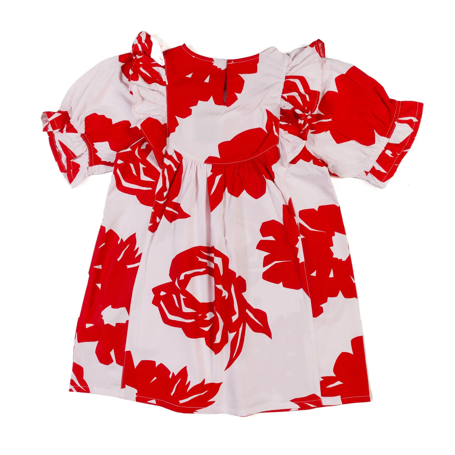 Vestito Posa Floreale Bianco E Rosso Bambina