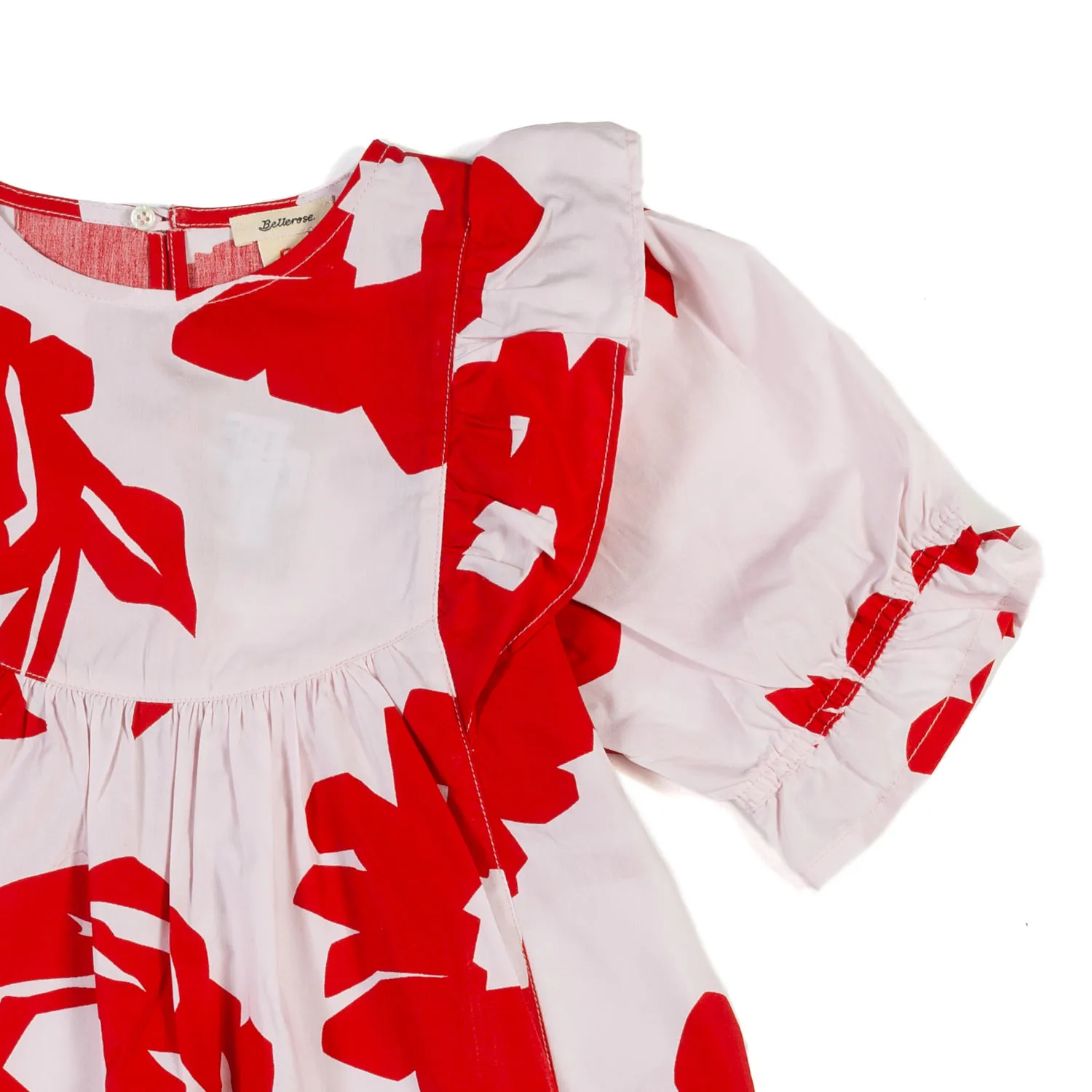 Vestito Posa Floreale Bianco E Rosso Bambina