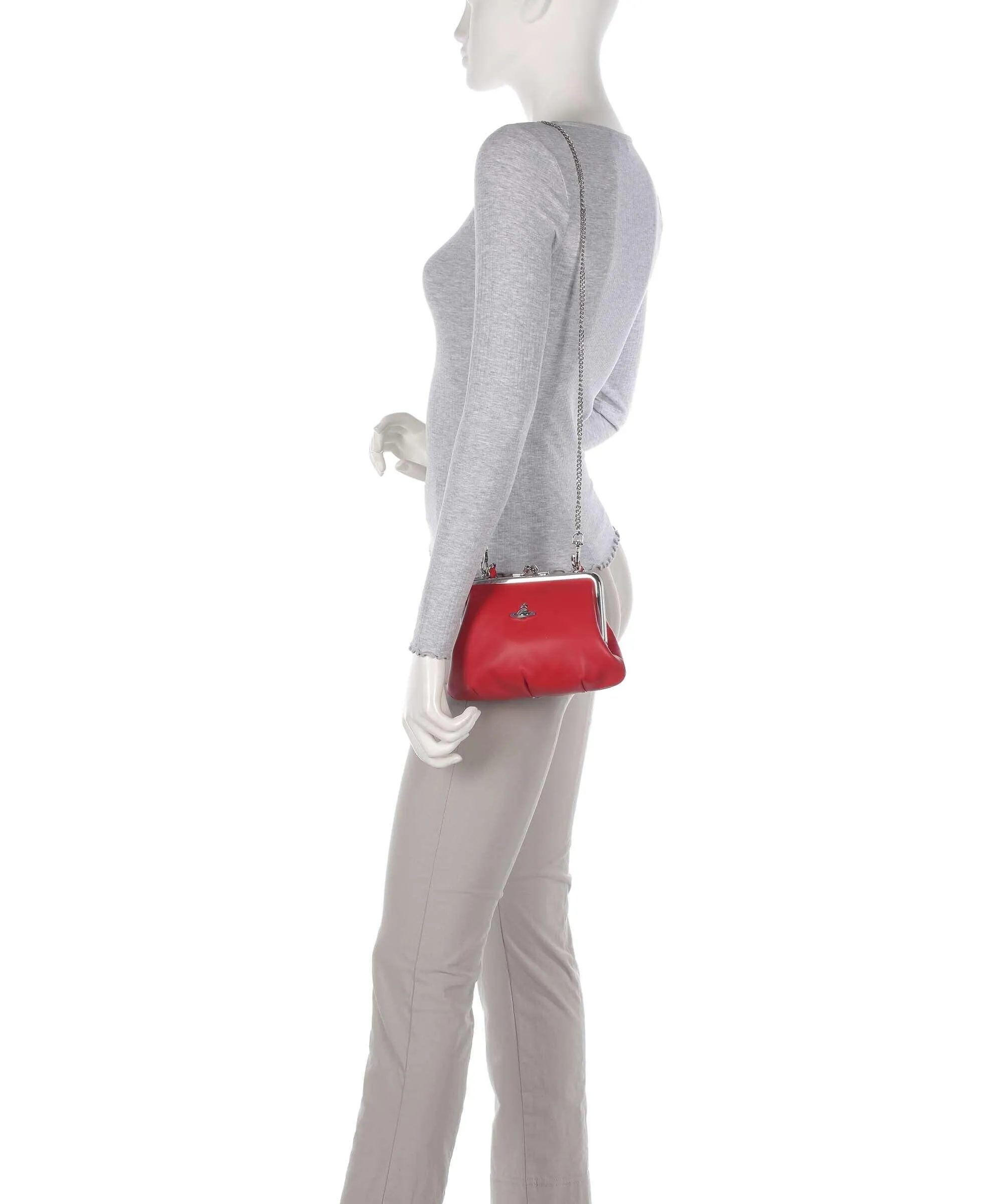 Vivienne Westwood Granny Nappa Leather Borsa a tracolla cuoio di agnello rosso  